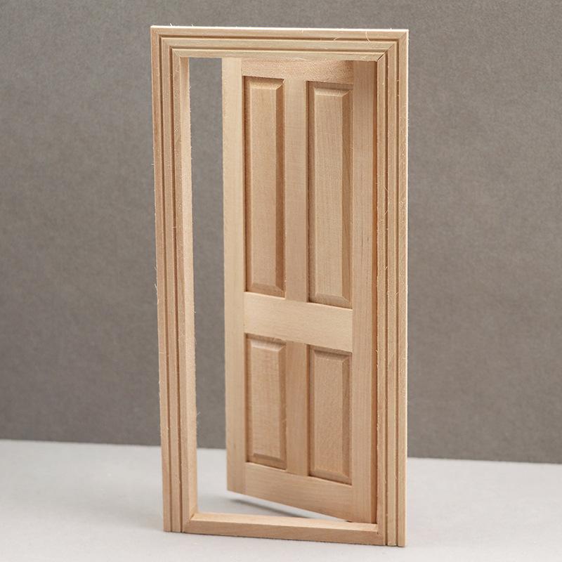 1:12 dollhouse dollhouse mini furniture diy accessories indoor solid wood plain blank four-grid door two-section door