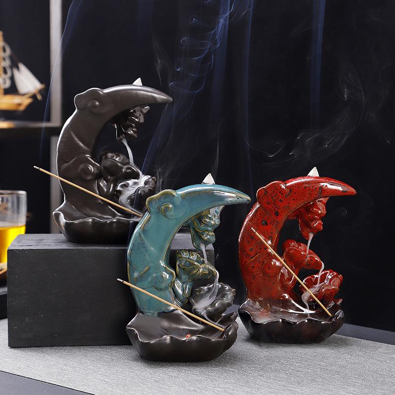 new backflow incense burner xianglong around the moon purple sand elephant head god elephant antique ceramics incense burner zen thai incense burner