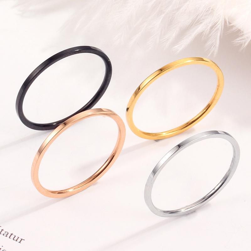 european and american cross-border hot couple ultra-fine glossy titanium steel women's ring simple food tail ring ring stainless steel jewelry details Picture