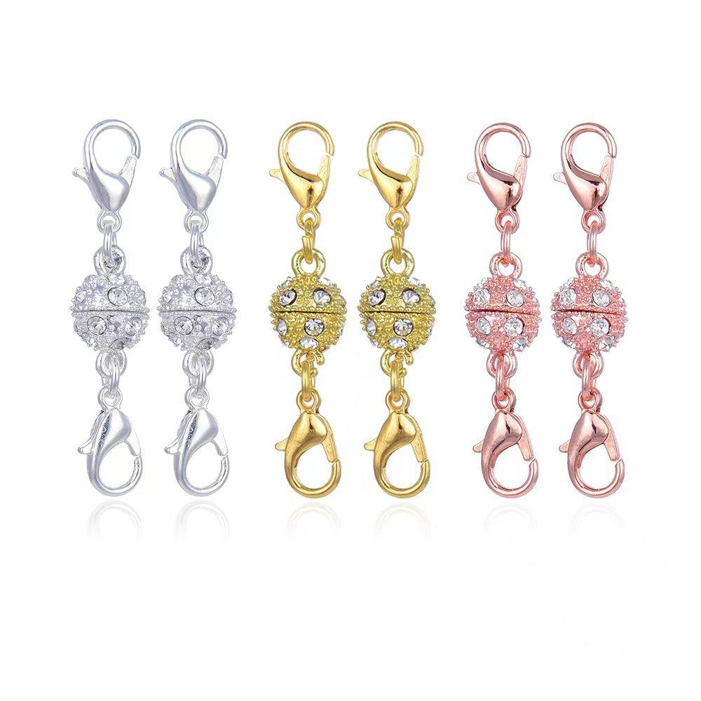 Foreign Trade DIY Accessories Jewellery Lobster Buckle DIY Magnet with Diamond Personality Magnetic Buckle Factory Wholesale 4 Colors Magnetic Buckle