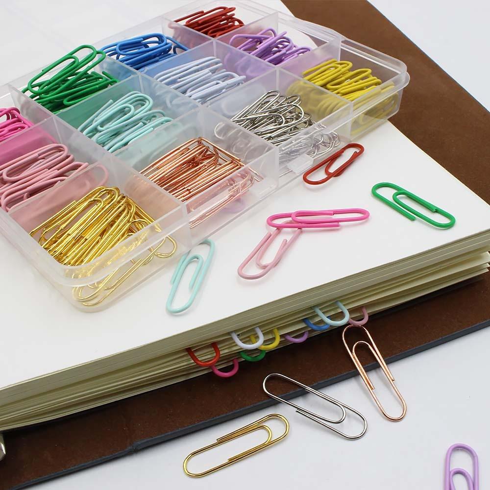 new style 12 colors colorful clip student office plastic-covered paper clip files fixing needle paper clip boxed