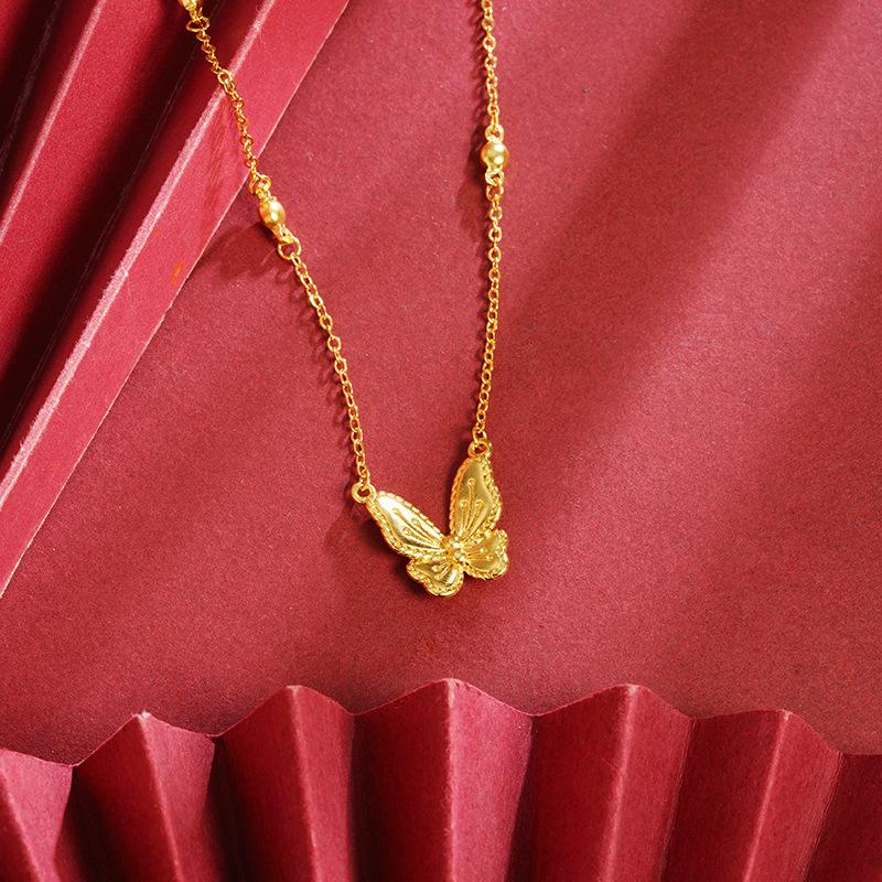 vietnam placer gold flower and moon goodcare butterfly necklace for women new summer light luxury wind does not fade for a long time accessories jewellery wholesale