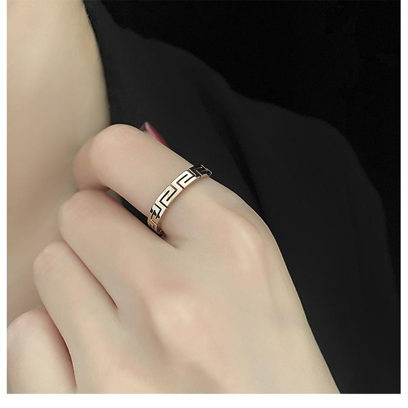 cross-border titanium steel ring stainless steel jewelry women's great wall pattern rose gold personality ring men's and women's simple style Specification drawing