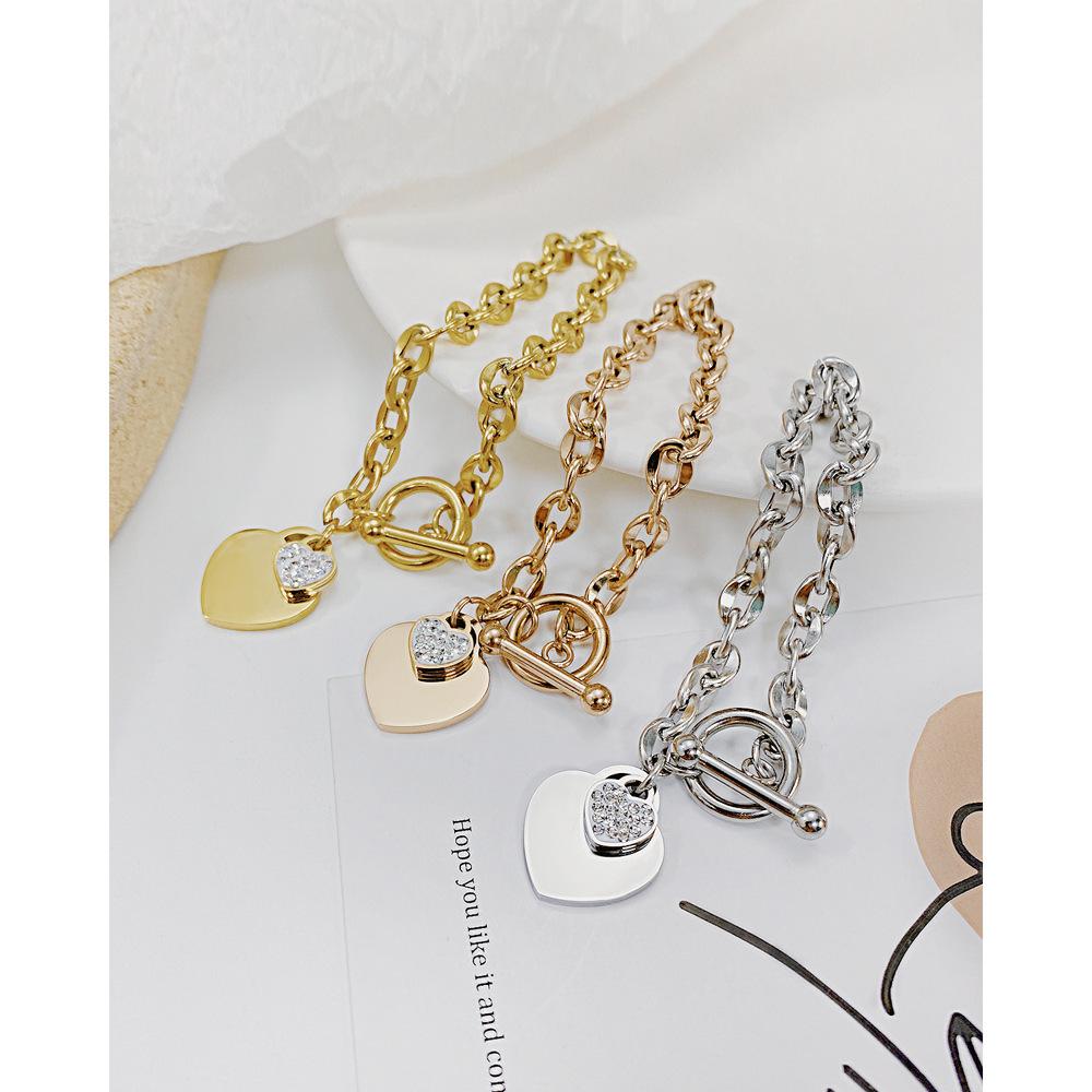 opk ornament wholesale european and american fashion ins love stainless steel jewelry personality ot buckle high-grade titanium steel bracelet for women Specification drawing