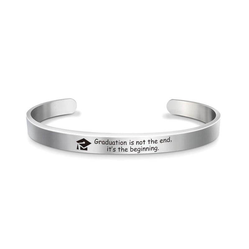 bracelet europe and america cross border stainless steel jewelry 2024 graduation season doctorial hat festival gift lettering titanium steel bracelet full figure