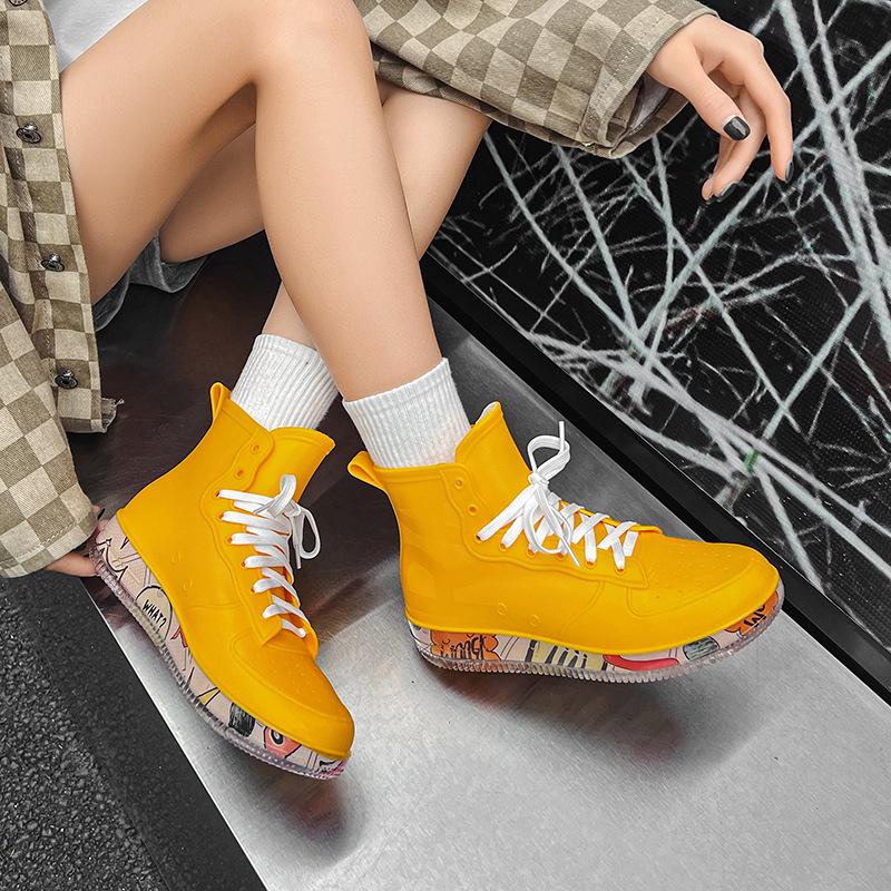 new fashion rain boots casual girls' shoes fashionable shoes couple sports waterproof shoes chef rubber shoes work rain boots