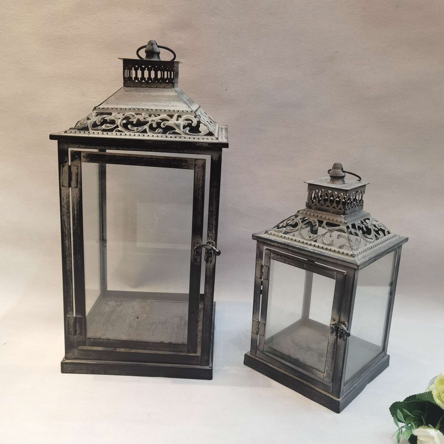 欧式复古落地烛台风灯防风高级感浪漫氛围怀旧酒吧宾馆公寓落地摆件家居工艺品摆件T-163