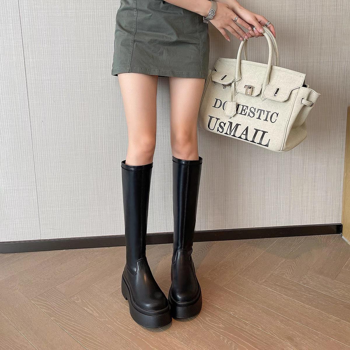 skinny boots women's boots 2024 new autumn and winter versatile below the knee platform thin boots small knight boots