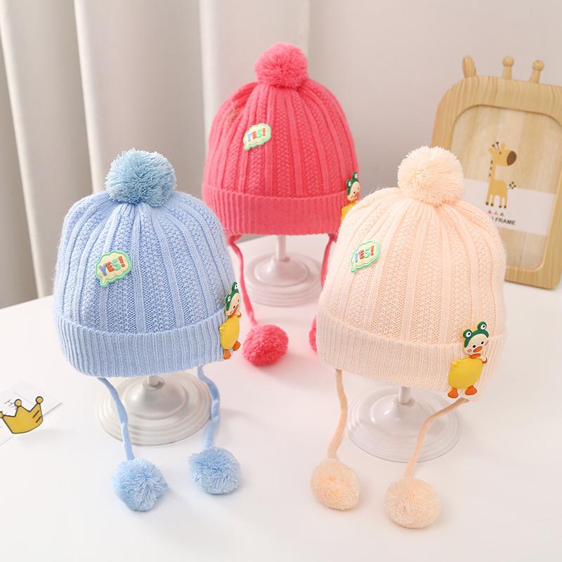 baby hat winter cute baby woolen cap earflaps warm knitted autumn winter boys and girls sleeve cap