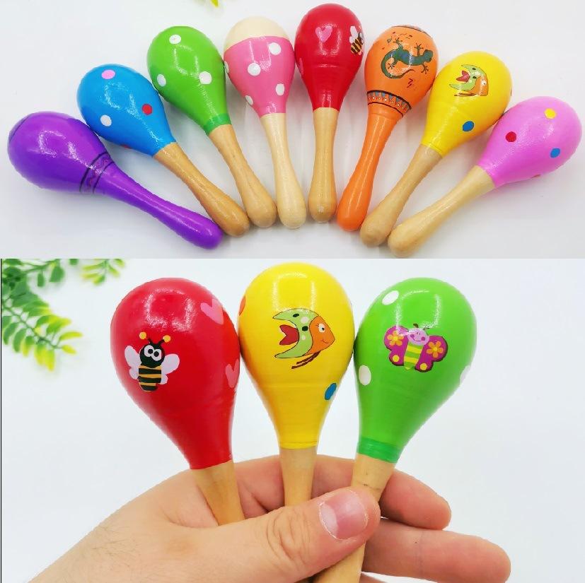 small wooden maracas orff musical instrument children's rattle toys baby early education educational wooden toys random style