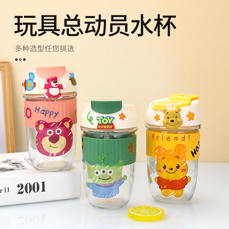 portable coffee cup office red bear bear double drink cup glass cup three-eyed alien glass appearance tumbler