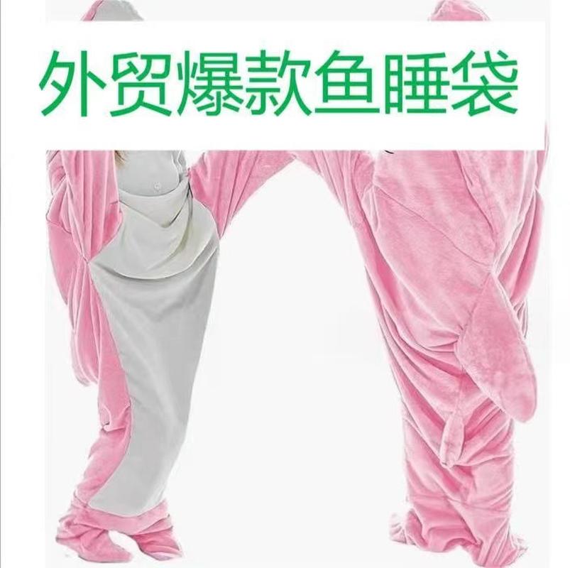 cross-border shark sleeping bag animal one-piece pajamas flannel shark home wear one-piece shark nightgown one piece dropshipping