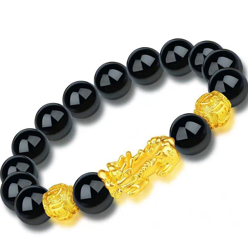 vietnam placer gold pi xiu bracelet men and women imitation 3d hard pure gold 99 obsidian picchu buddha beads jewellery no color fading ornament