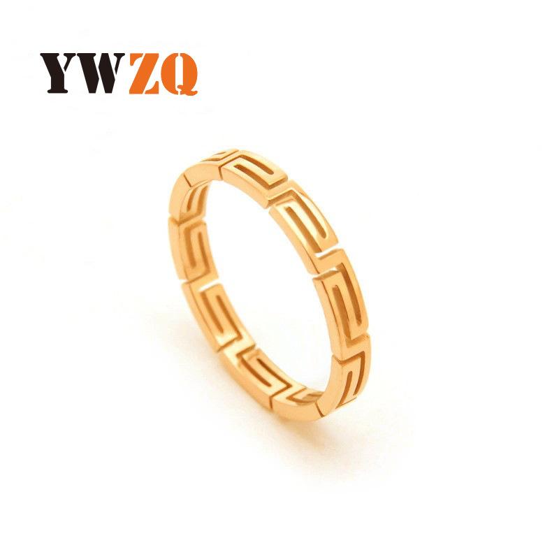 cross-border titanium steel ring stainless steel jewelry women's great wall pattern rose gold personality ring men's and women's simple style full figure
