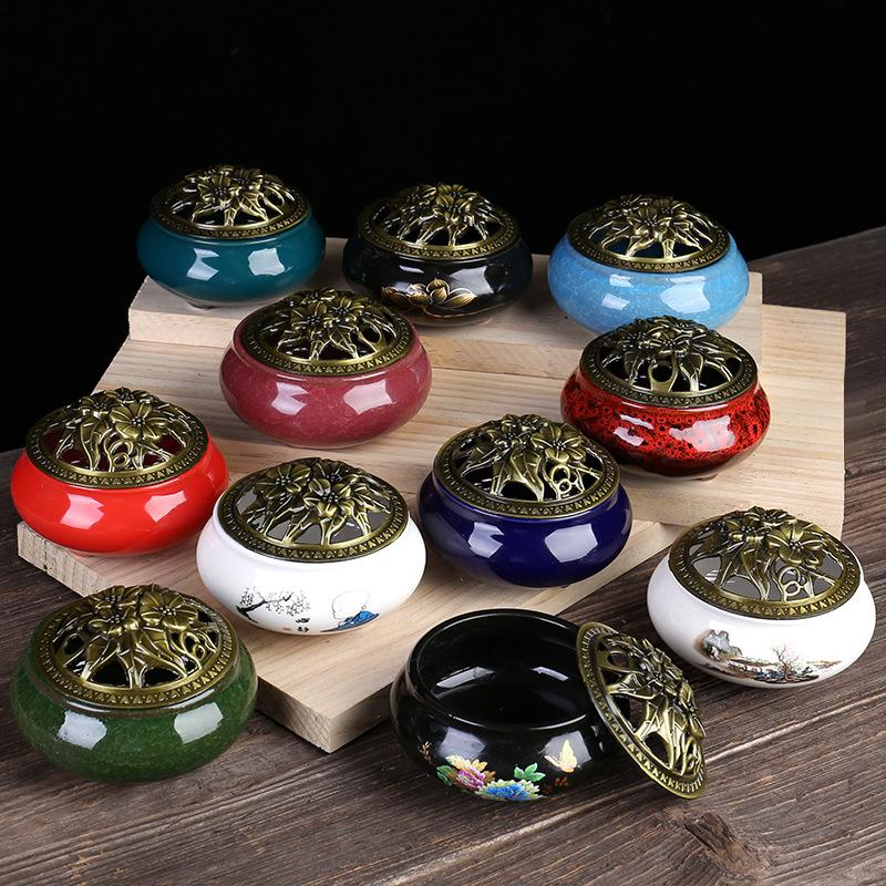 celadon ceramics incense burner household buddha supplies aromatherapy incense burner sandalwood ice crack kiln baked small incense burner factory wholesale
