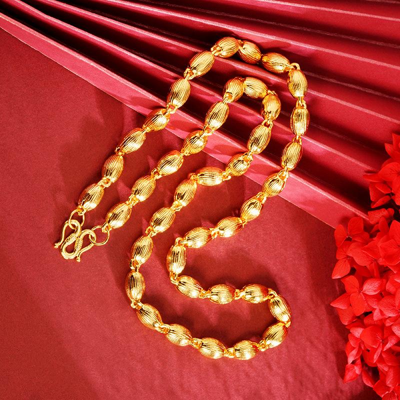 solid olive alluvial gold necklace men's cross-border men's domineering chain copper-plated gold accessories jewellery yiwu accessories wholesale