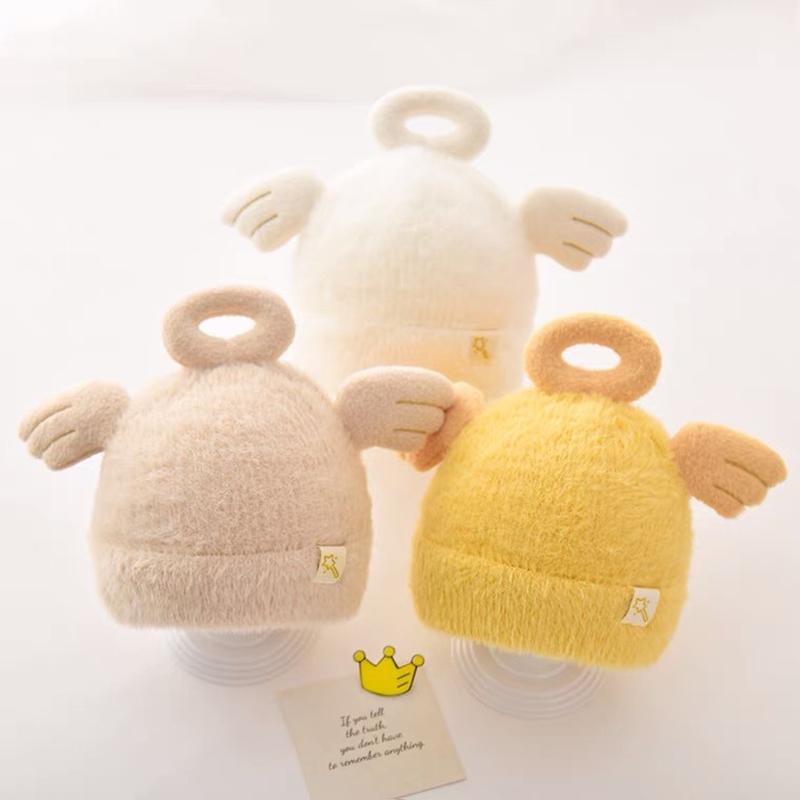 angel baby hat autumn and winter thickening men and women baby wool cap winter warm angel wings children plush bonnet