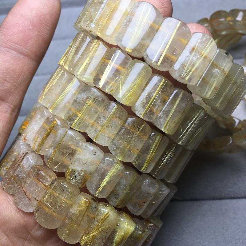 natural gold rutilated quartz manual men's bracelet rutile hand brand women's citrine rutile manual fashion jewellery