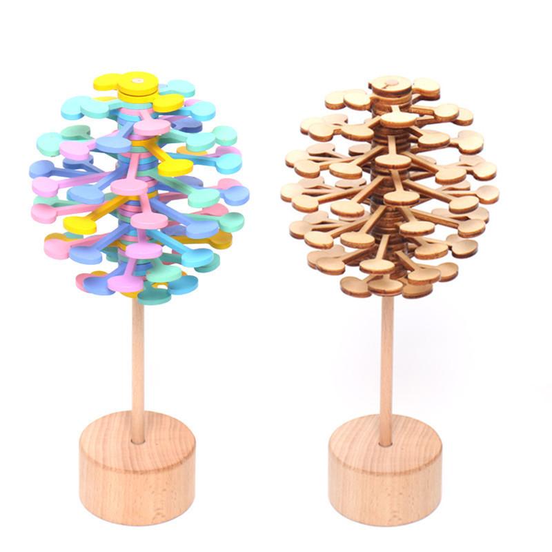 children's educational wooden toy rotating lollipop fisher series new exotic office model decoration decompression stick
