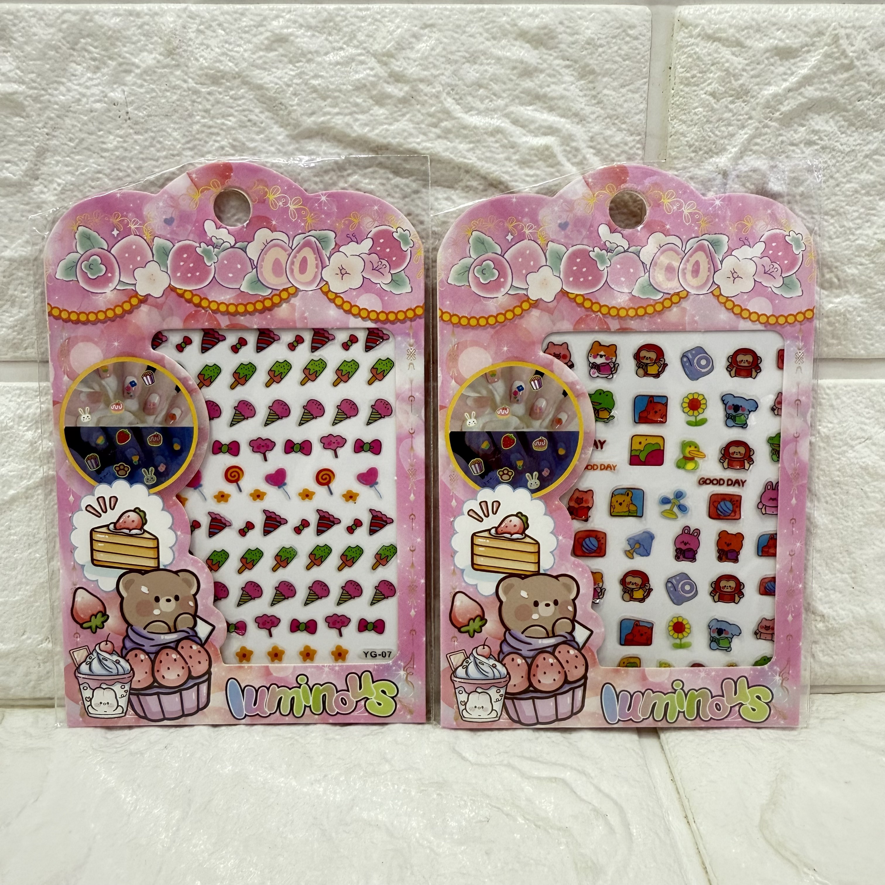 Cartoon luminous nail stickers, cartoon fruit cute relief luminous nail stickers, three-dimensional nail stickers details Picture