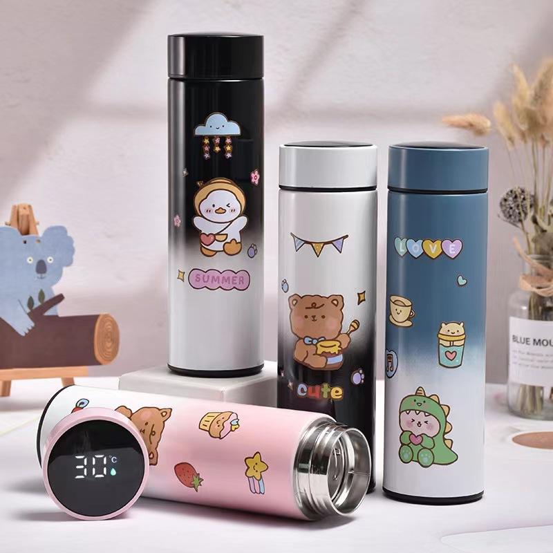 Cartoon Gradient Color 304 Stainless Steel Smart Display Temperature Insulation Cup Led Portable Tumbler Car Tumbler