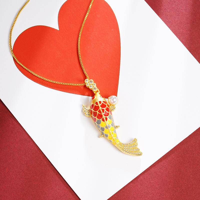 vietnam placer gold koi pendant fashion temperament ancient style national trendy style goldfish pendant no color fading jewellery accessories