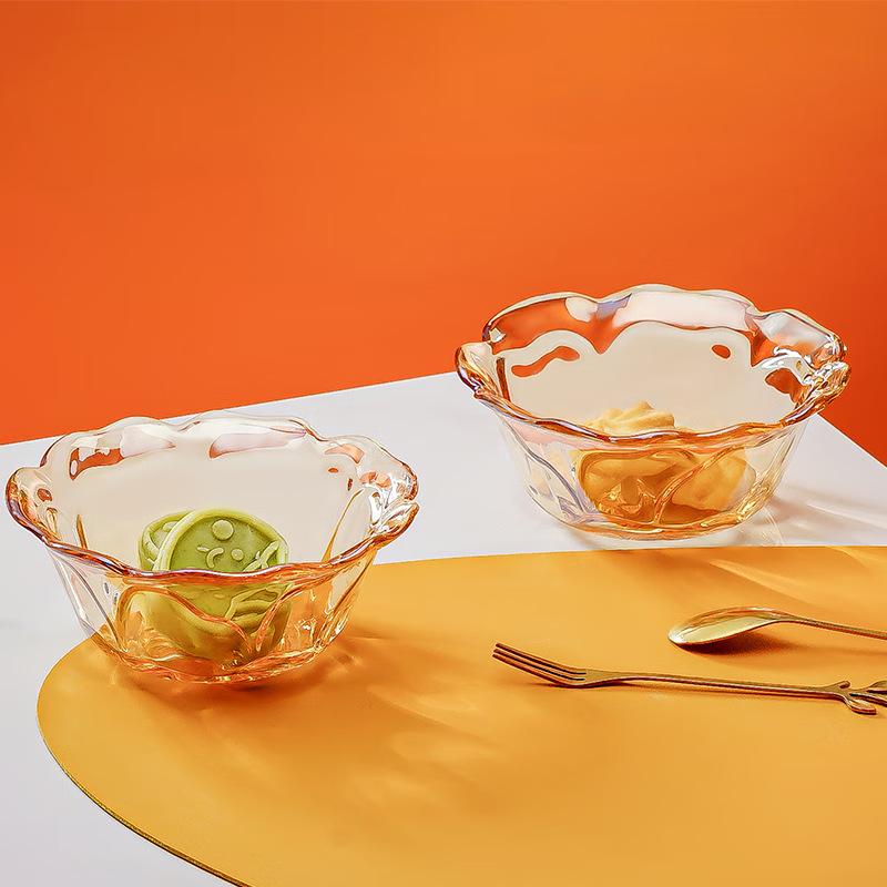 dubaite bloom 6-piece glass tableware salad bowl rice bowl soup bowl household glassware set gift box