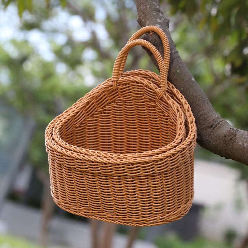 kens knitted basket kitchen ginger and garlic storage basket artistic wall-mounted basket nordic portable decoration small flower basket kitchenware hanging full