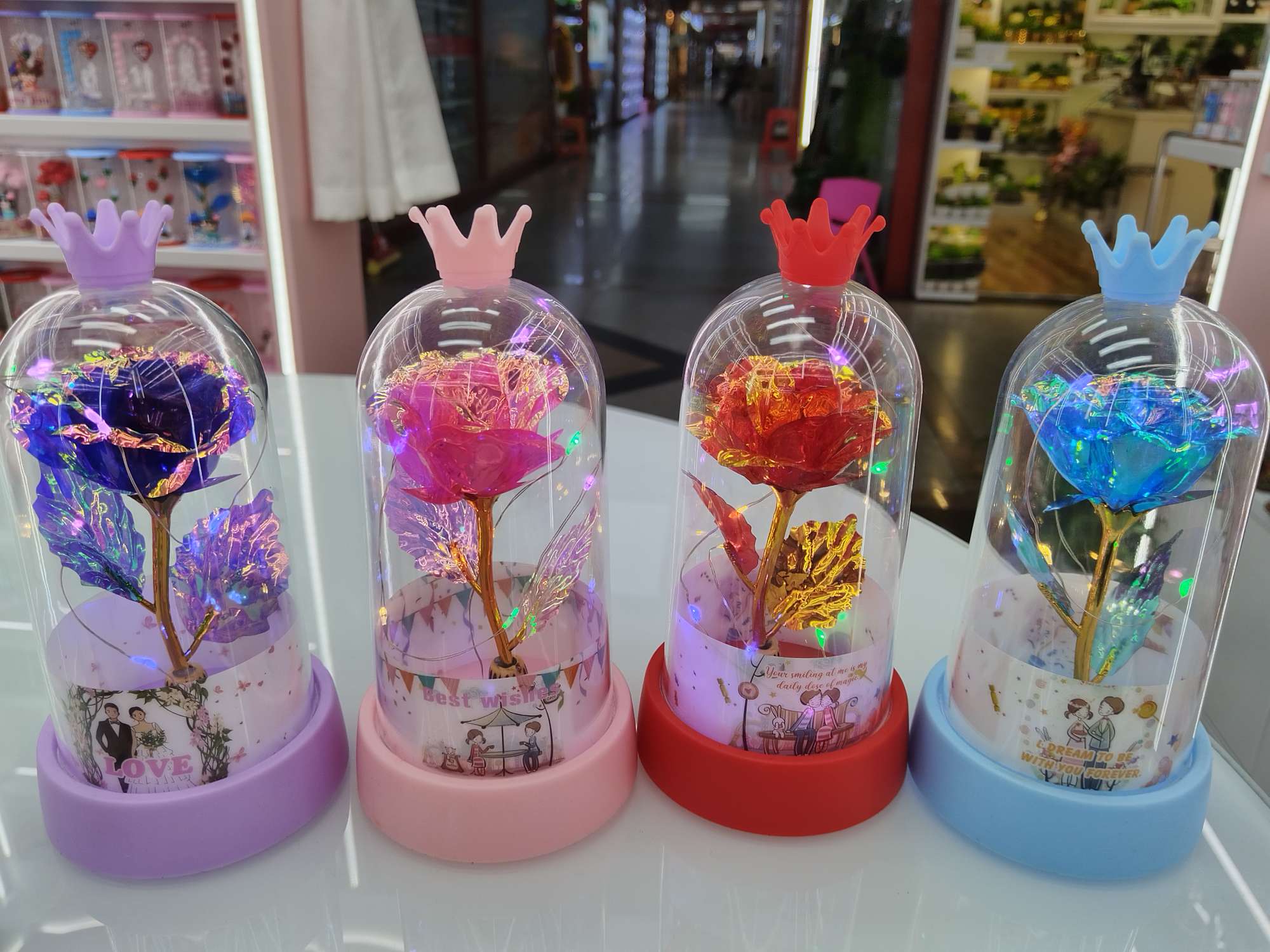  工艺品礼品塑料工艺品 金箔花礼品 工艺品带灯