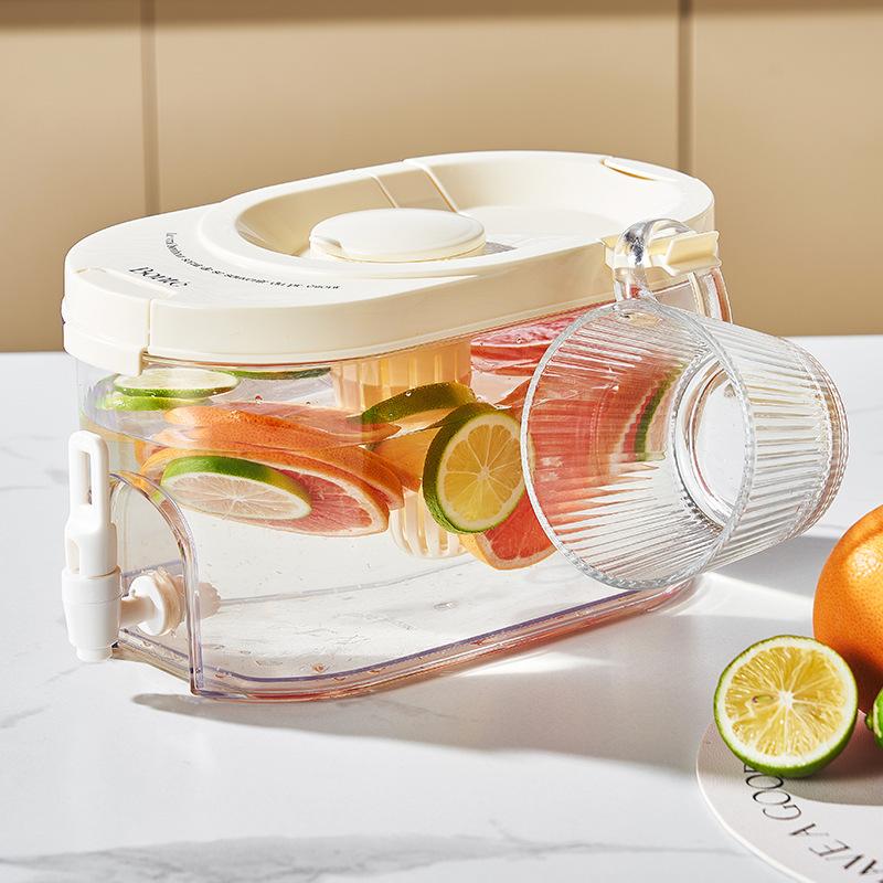cream refrigerator cold water bottle with faucet household cold water pot iced beverage barrel cooling bucket juice bucket iced water kettle