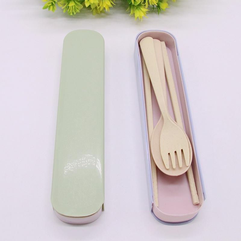 Tableware Set Wholesale Maixiang Spoon Fork Chopsticks Three-Piece Household Tableware Fork Spoon and Chopsticks Set Convenient Travel Chopsticks Box full figure