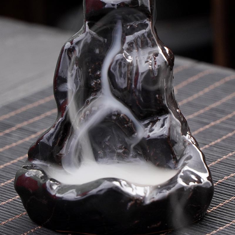 ceramic flowback incense burner new black creative home office incense ceremony decoration incense burner manufacturer one piece dropshipping Application Scenario