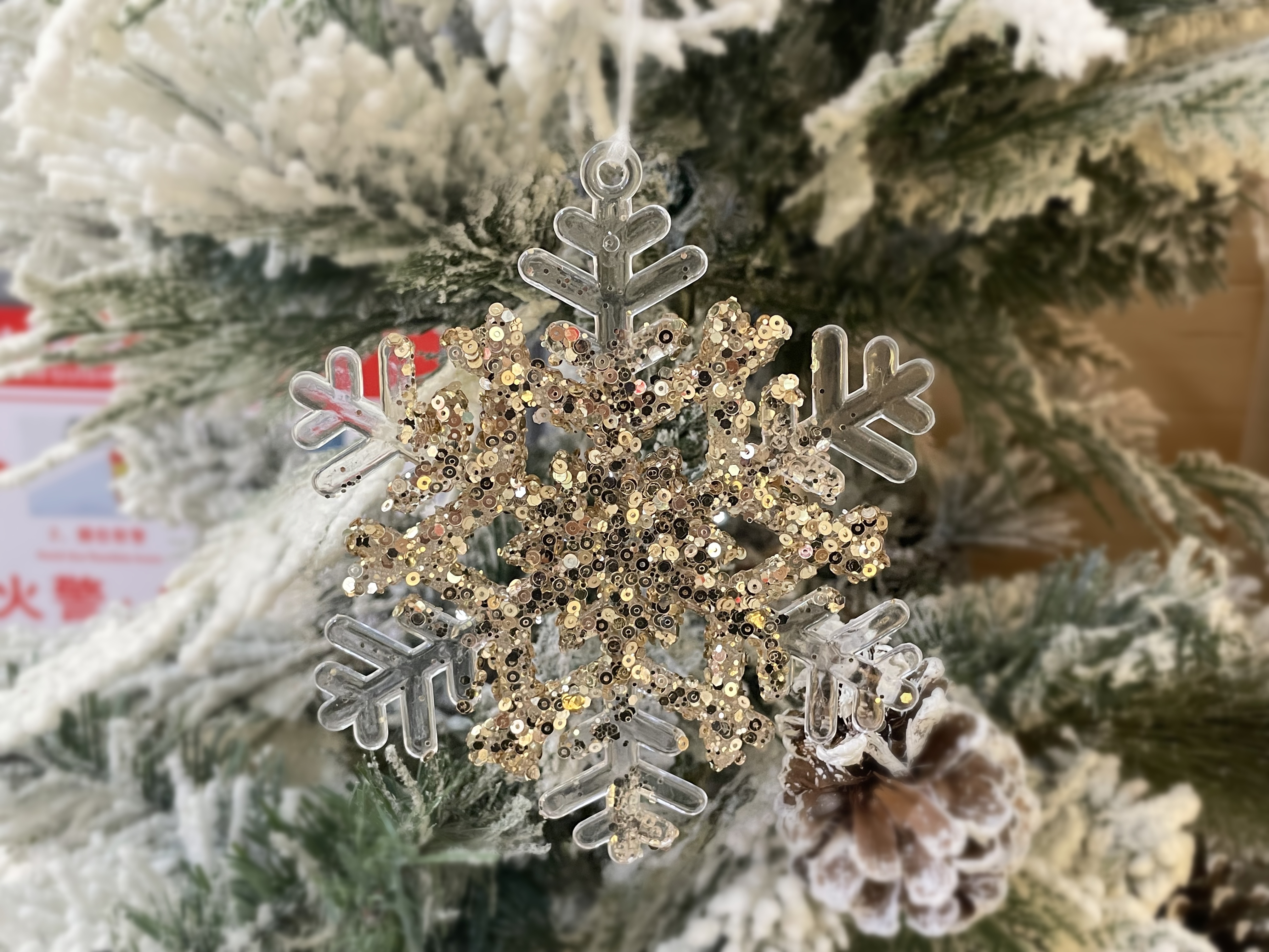 15CM圣诞撒亮片亚克力雪花挂件吊饰装饰品