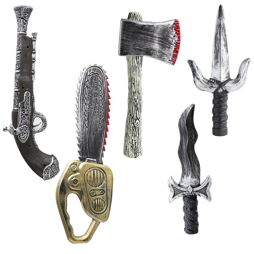 halloween plastic toy knife axe cosplay props simulation dagger party supplies pirate gun chainsaw