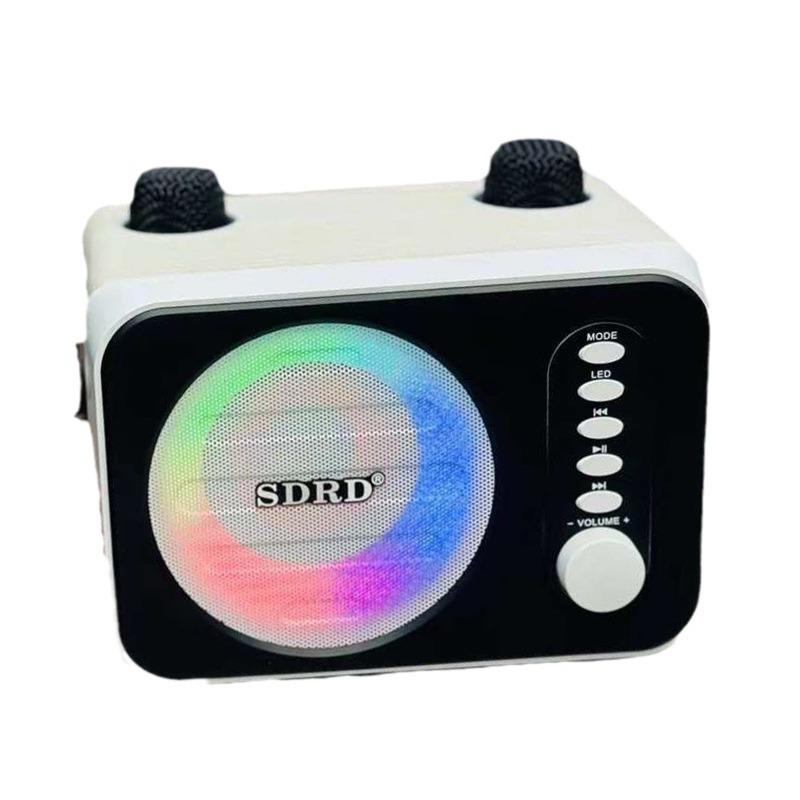 new sd501 bluetooth speaker led colored lamp dual wireless microphone home bluetooth audio portable integrated karaoke machine Item Picture