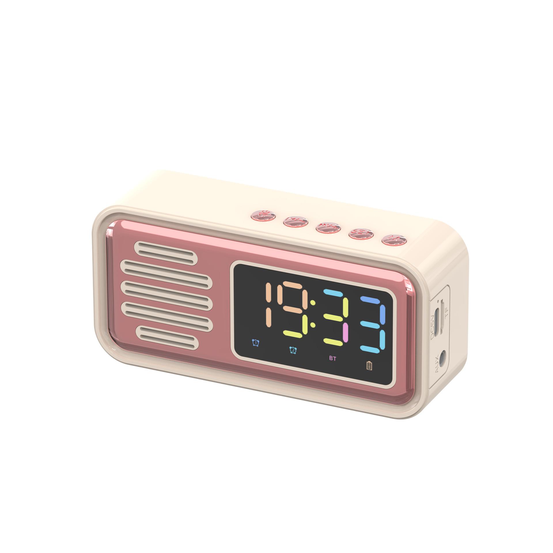 cross-border private model 2024 new creative retro bluetooth speaker alarm clock led color digital display desktop mini speaker s22 Item Picture