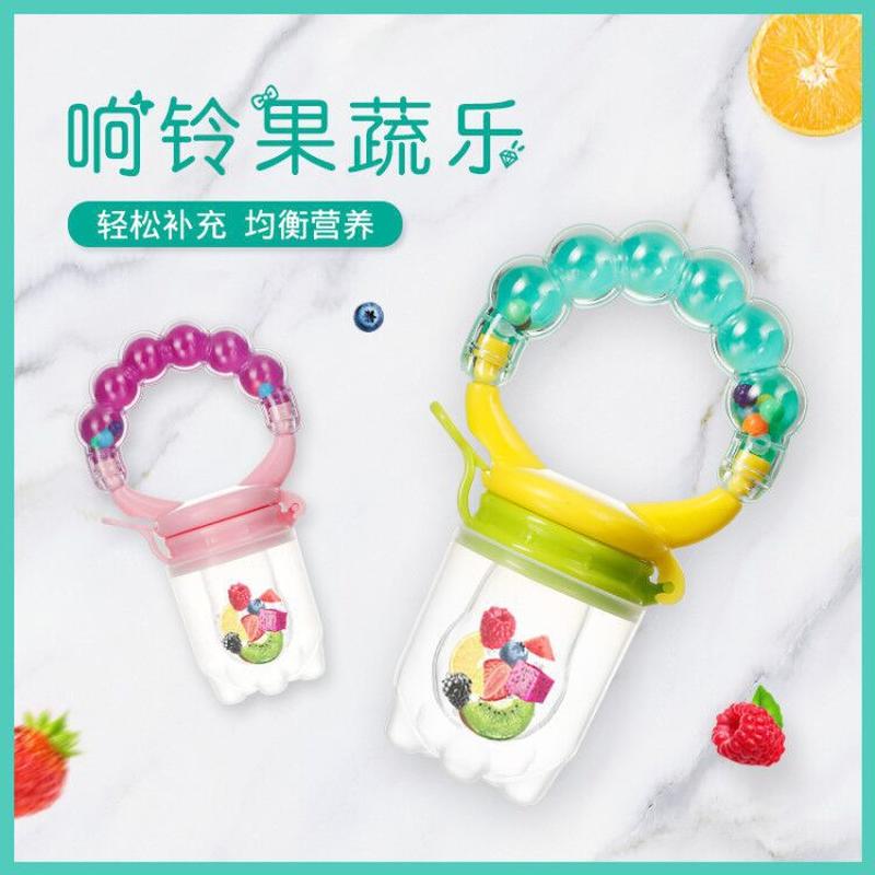 Baby Silicone Pacifier Baby Fruit and Vegetable Rattle Bite Happy Bell Pacifier Chewing Music Baby Supplies