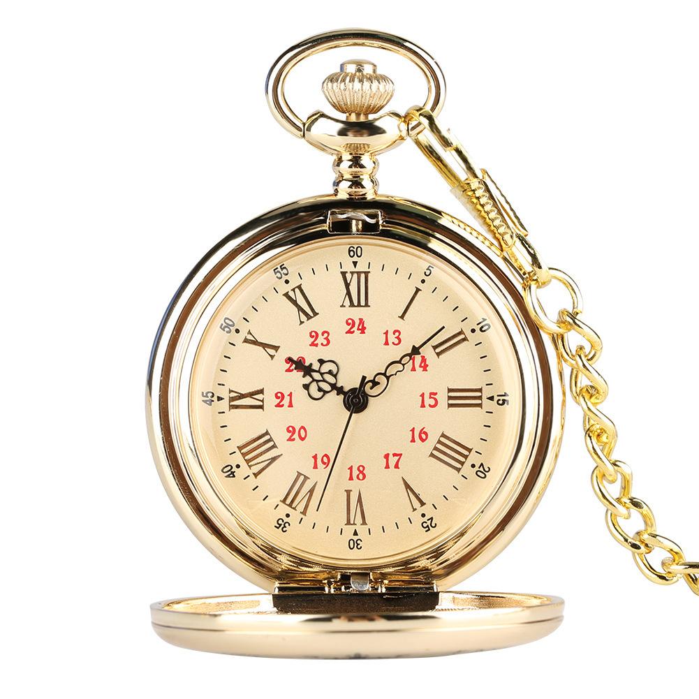 new fashion men's pocket watch personality retro chain quartz clock flip alloy student large pocket watch 0508