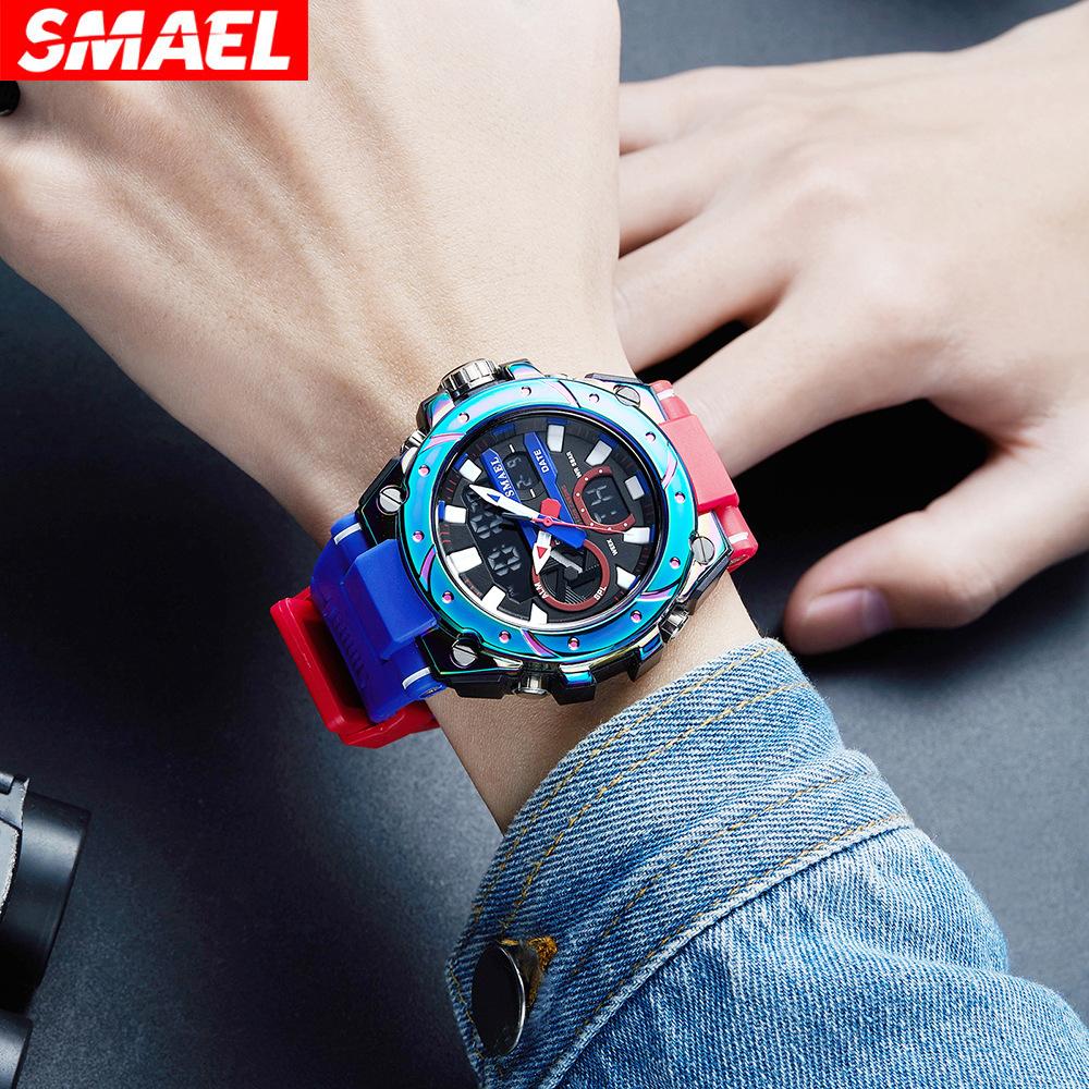 smael2024 new alloy colorful gradient men's watch electronic sports watch luminous waterproof watch Specification drawing