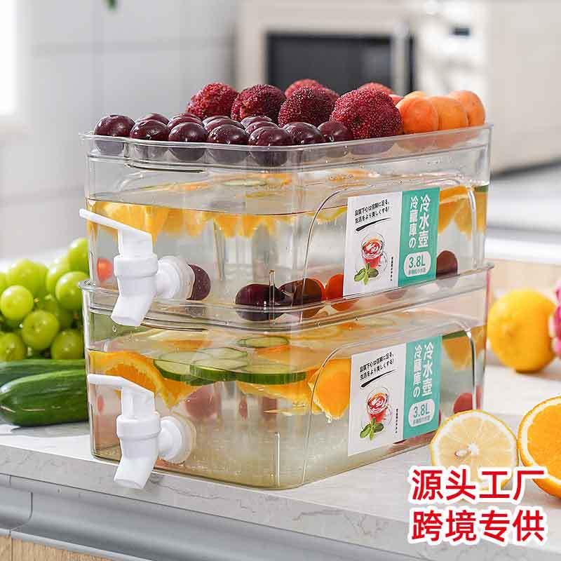 High Transparent Cold Water Bottle with Faucet Top Storage Summer Refrigerator Cold Boiled Water Fruit Tea Large