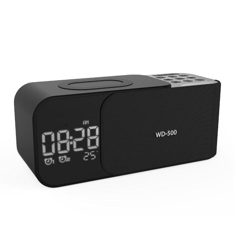 private model cross-border retro bluetooth speaker with radio wireless charger bluetooth speaker tf card clock outdoor sound box Item Picture