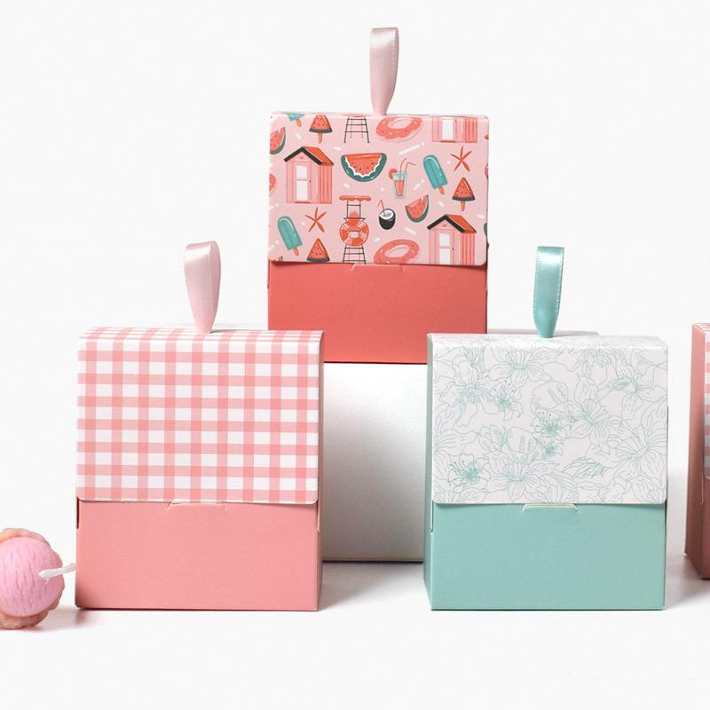 mori style mini pink girl lipstick packing box in stock mini retro small gift folding hand packing bag