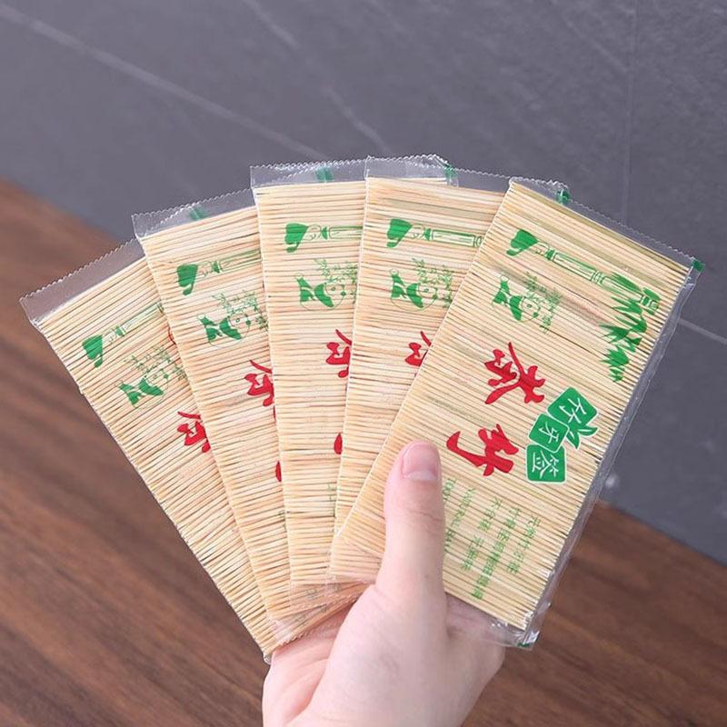 bamboo toothpick bulk double-headed fine toothpick disposable fruit toothpick household hotel restaurant bagged toothpick pick tool