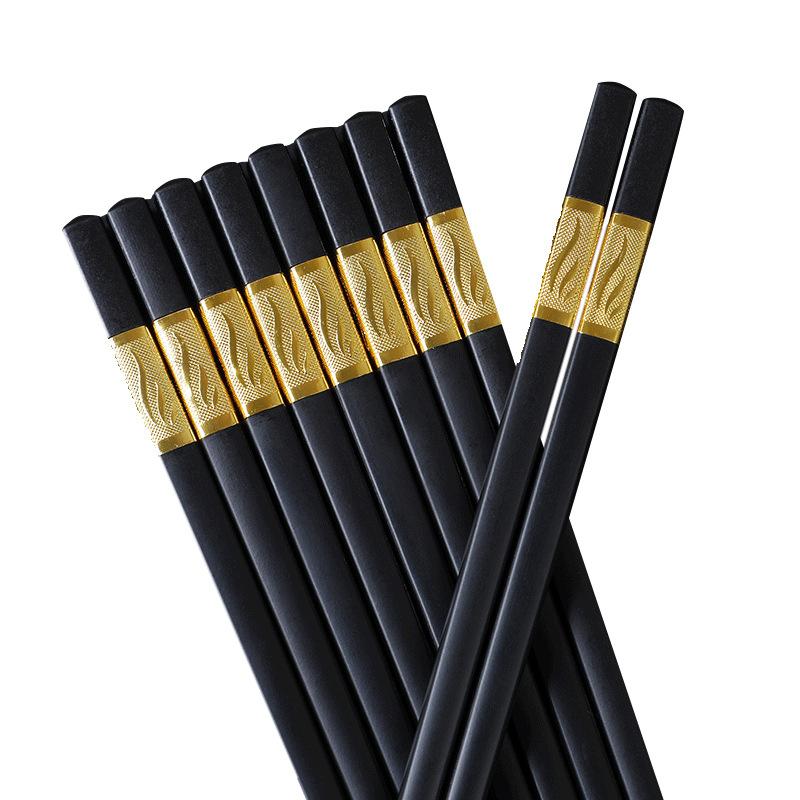10 pairs of high-grade alloy chopsticks family one person chopsticks household grade non-slip high temperature resistant hotel tableware kuaizi Item Picture