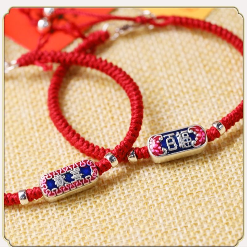 新款s925银镀金葫芦手链女手工编织本命年手绳23