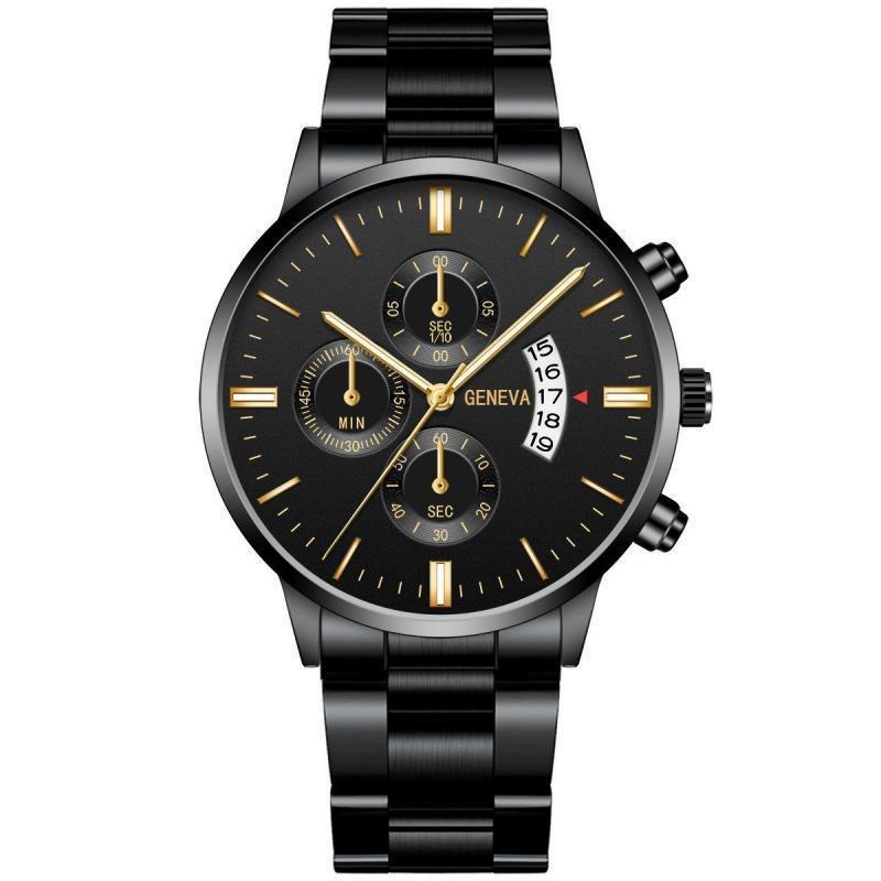 Cross-Border Alloy round Steel Belt Quartz Watch Men's Business Watch Men's Watch Men's Watch Mirror Large Dial Wholesale