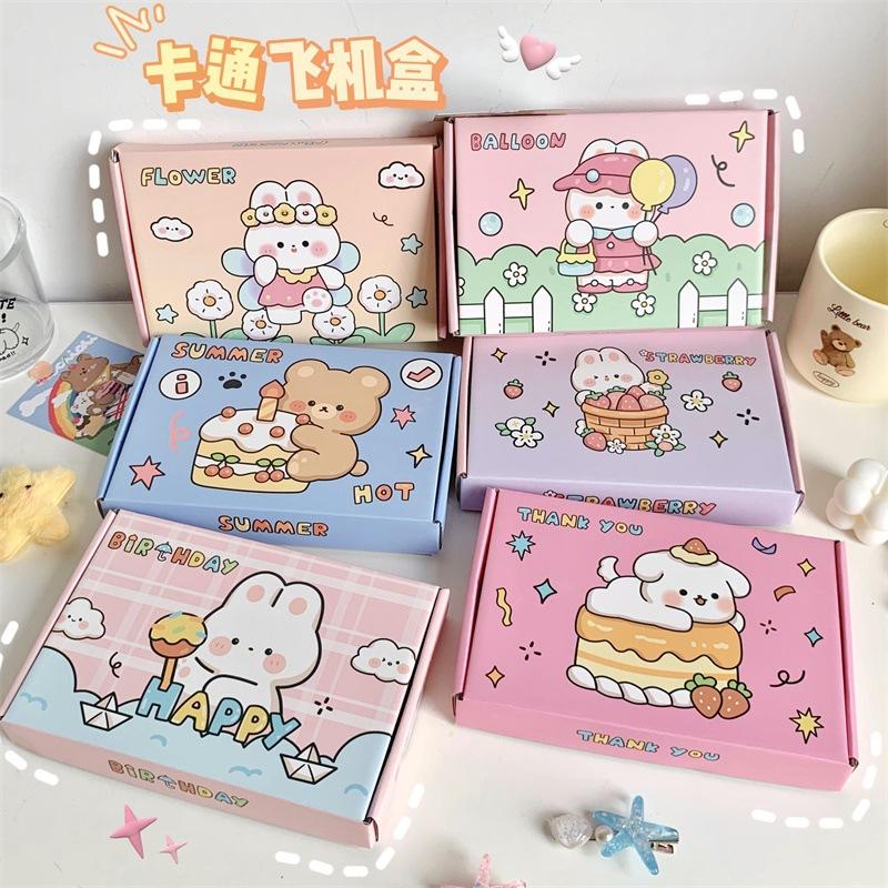 chinese valentine's day cartoon rabbit card delivery logistics aircraft box cute to-go box gift box hand account packing box