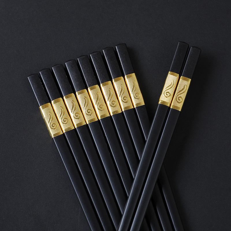 10 pairs of high-grade alloy chopsticks family one person chopsticks household grade non-slip high temperature resistant hotel tableware kuaizi Specification drawing