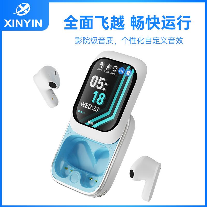 foreign trade slide bluetooth headset hd display app call noise reduction enc ultra-long life battery wireless mini earbuds