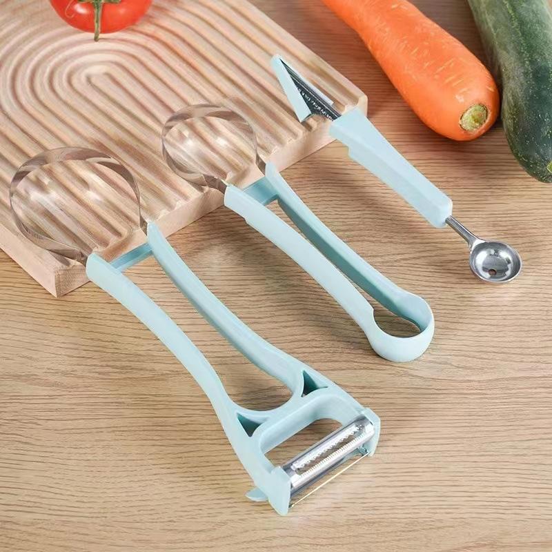 xingchen stainless steel tableware kitchen gadget carving knife stainless steel multi-purpose fruit ball scoop portable digging chopsticks Specification drawing